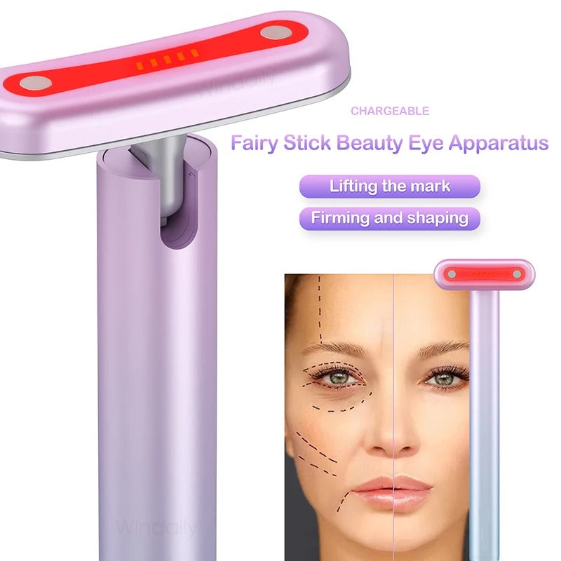 4-in-1 Facial Toning Wand with EMS Microcurrent, Red Light Therapy, and Heat Massage for Firm, Radiant Skin — Face, Neck & Eye Device