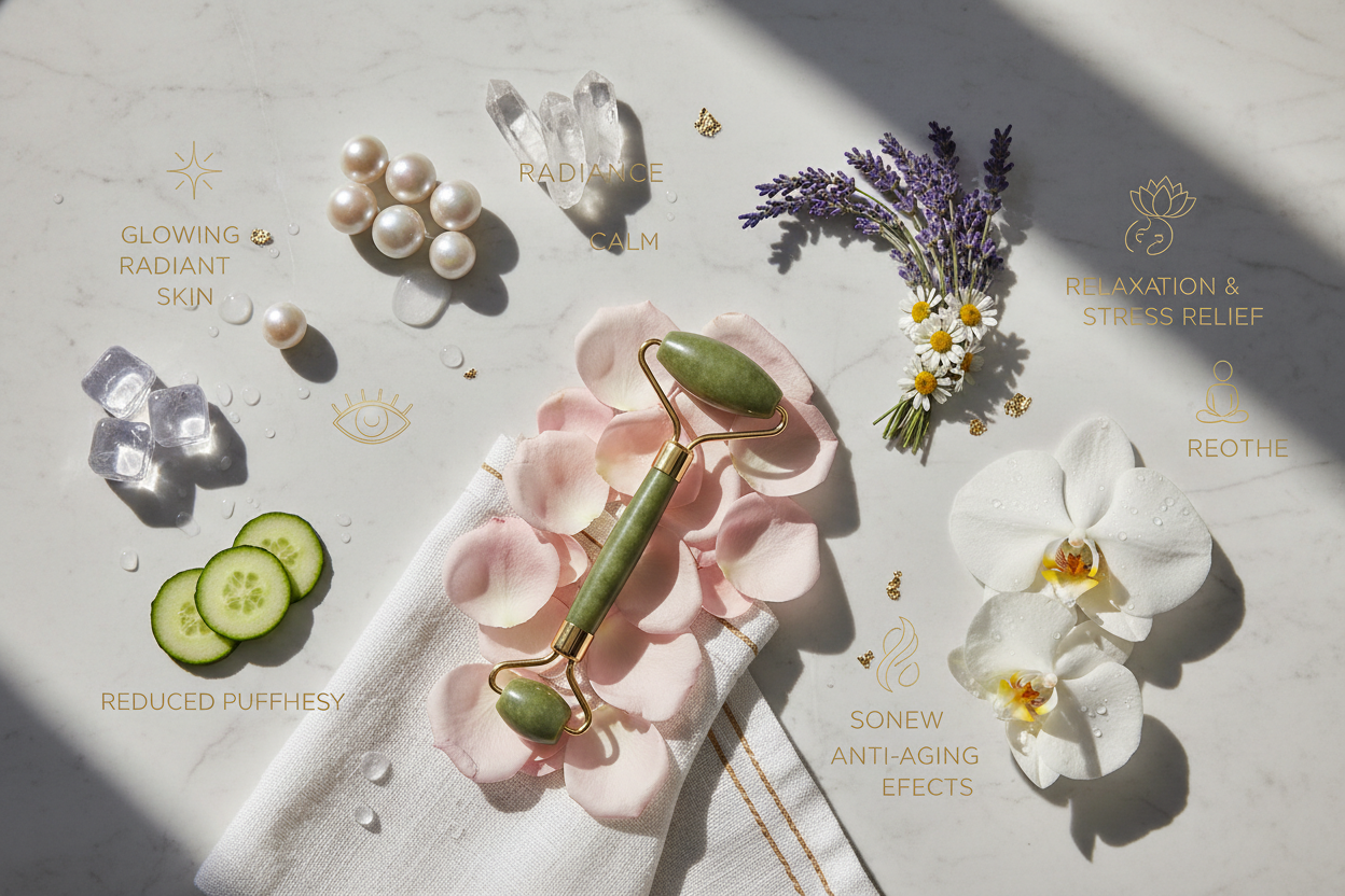 Natural Jade Roller and Gua Sha Natural Stone